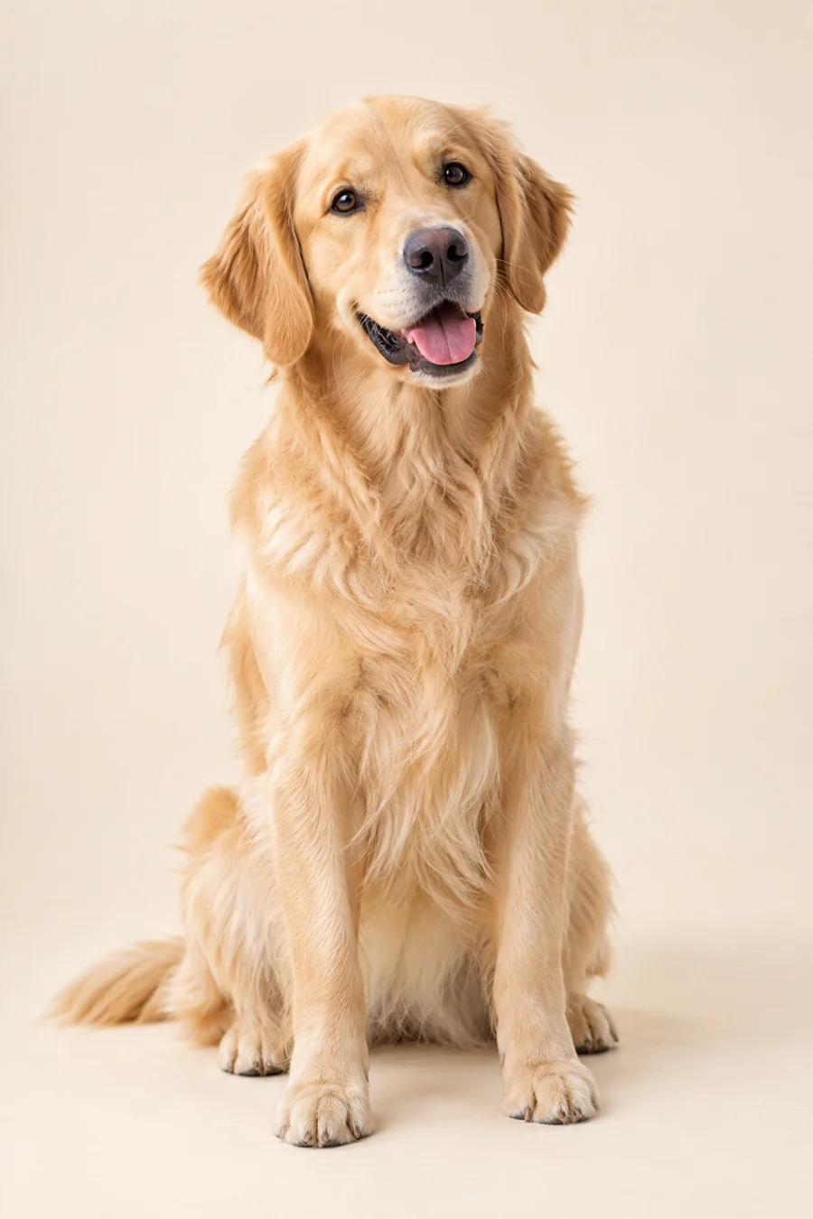 Doğal stüdyo ışığında golden retriever; özgün tanıtım görseli